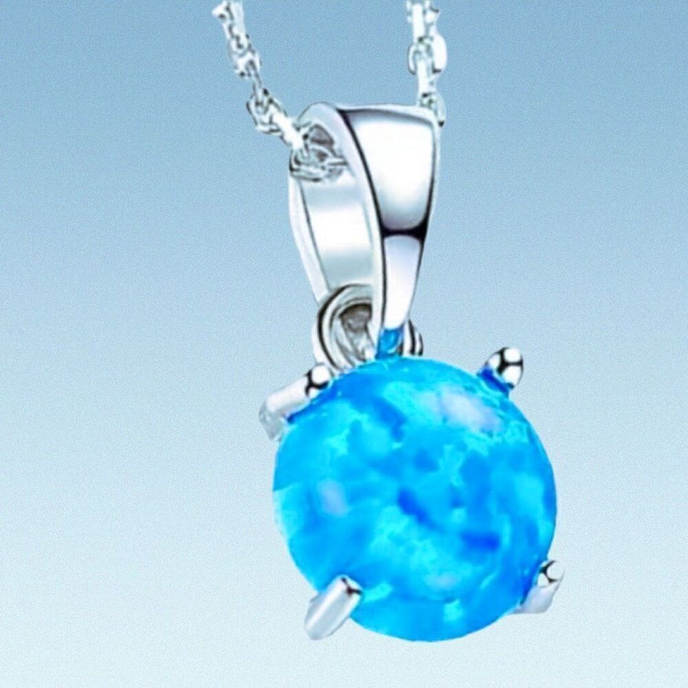 ART#2 Blue Opal & Sterling Silver Necklace